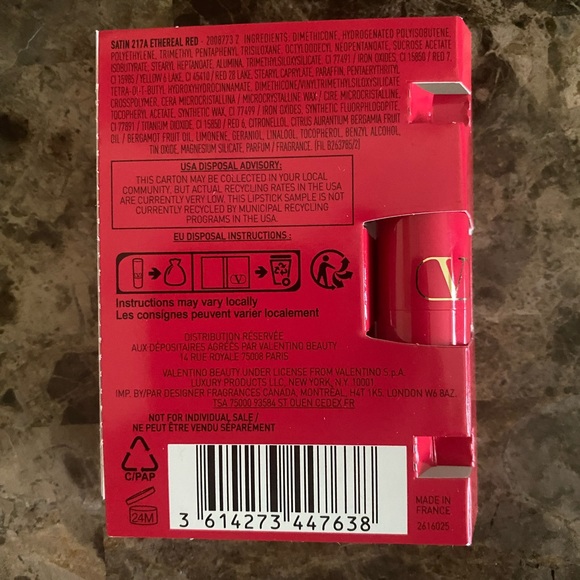 Rosso Valentino Striking Satin Lip Color 217A Ethereal Red 1g Sample Travel New - Picture 2 of 4